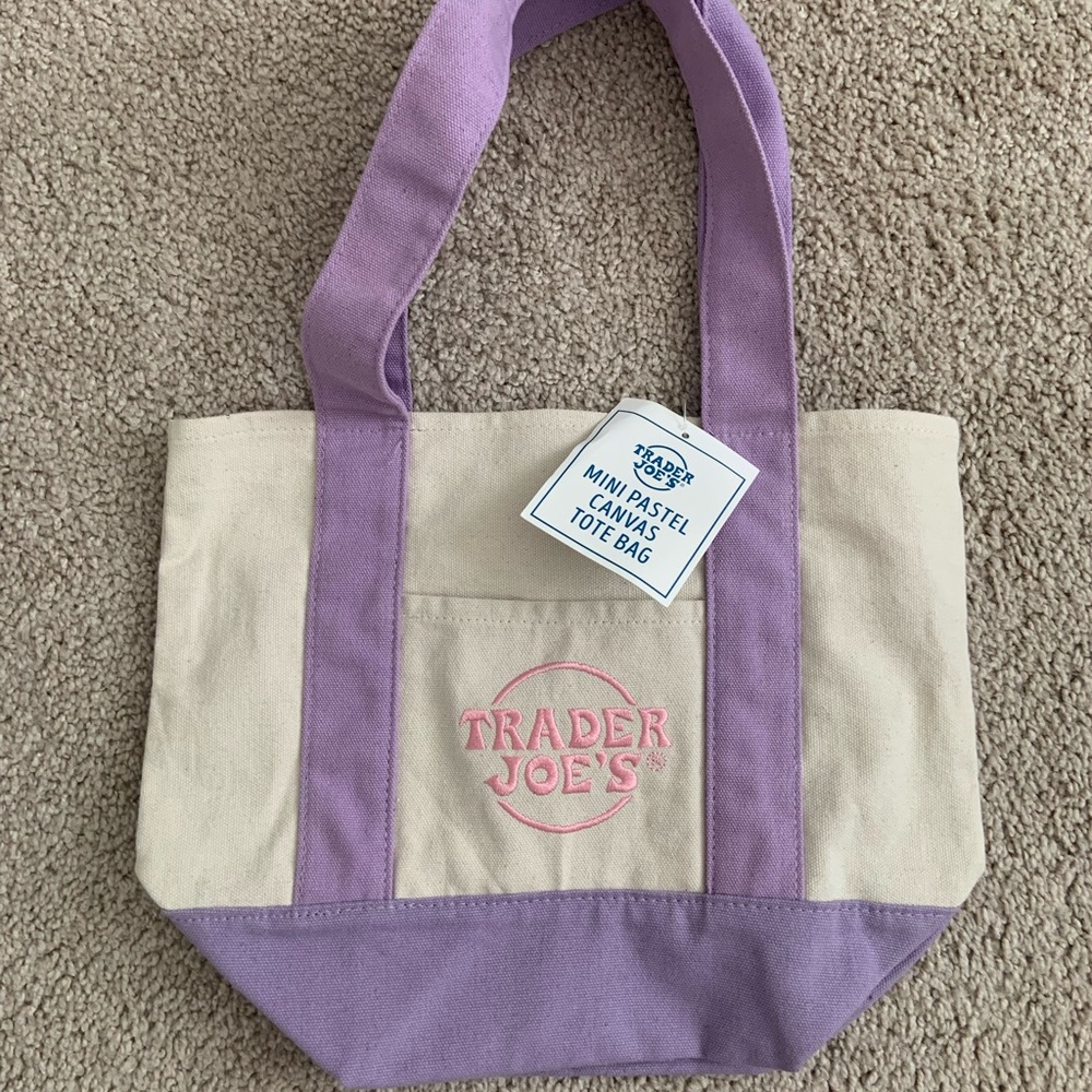 Purple and Cream Trader Joe’s Mini Tote Bag